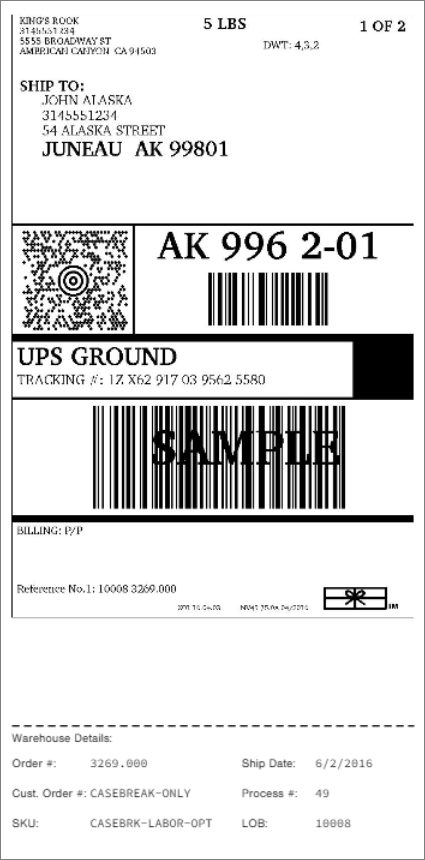 Create Parcel Label example