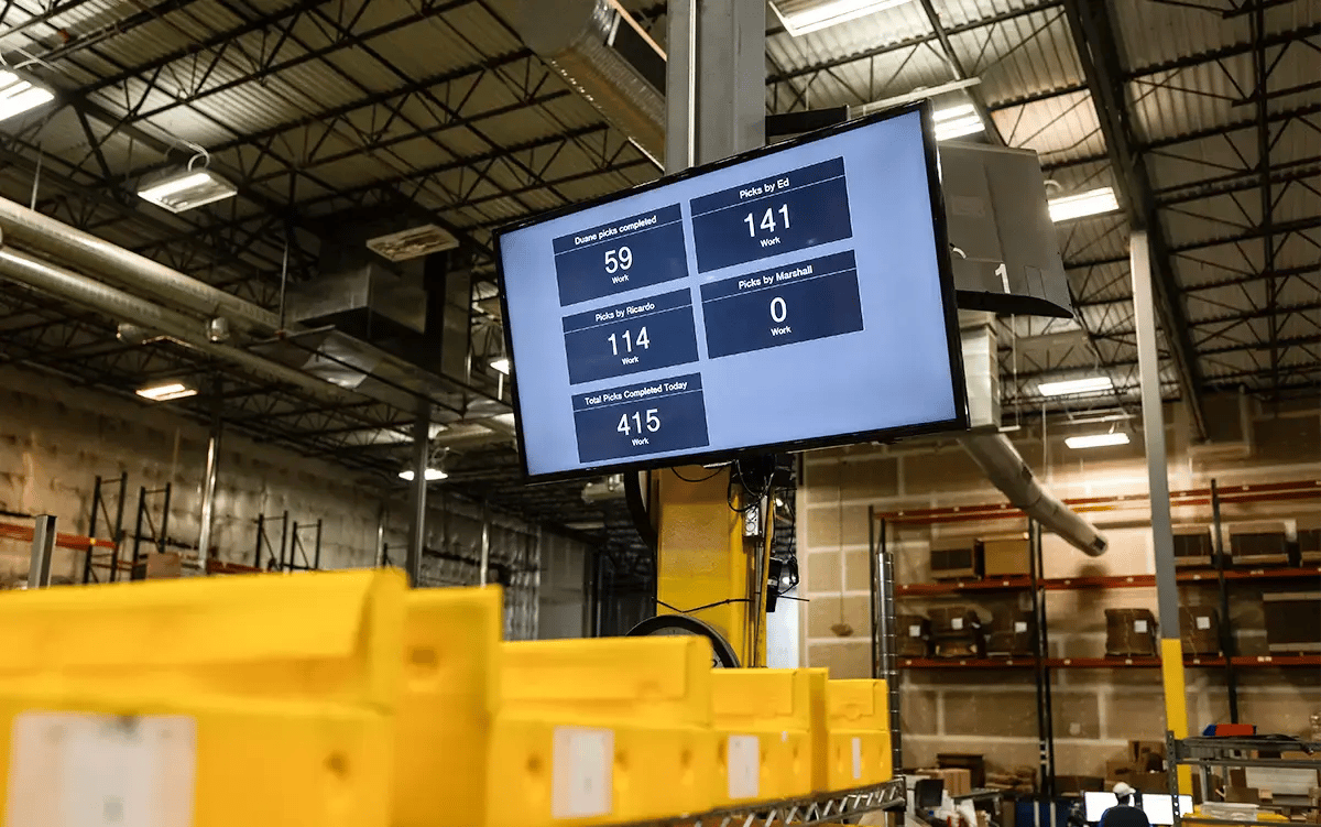Screen in a warehouse for tracking orders
