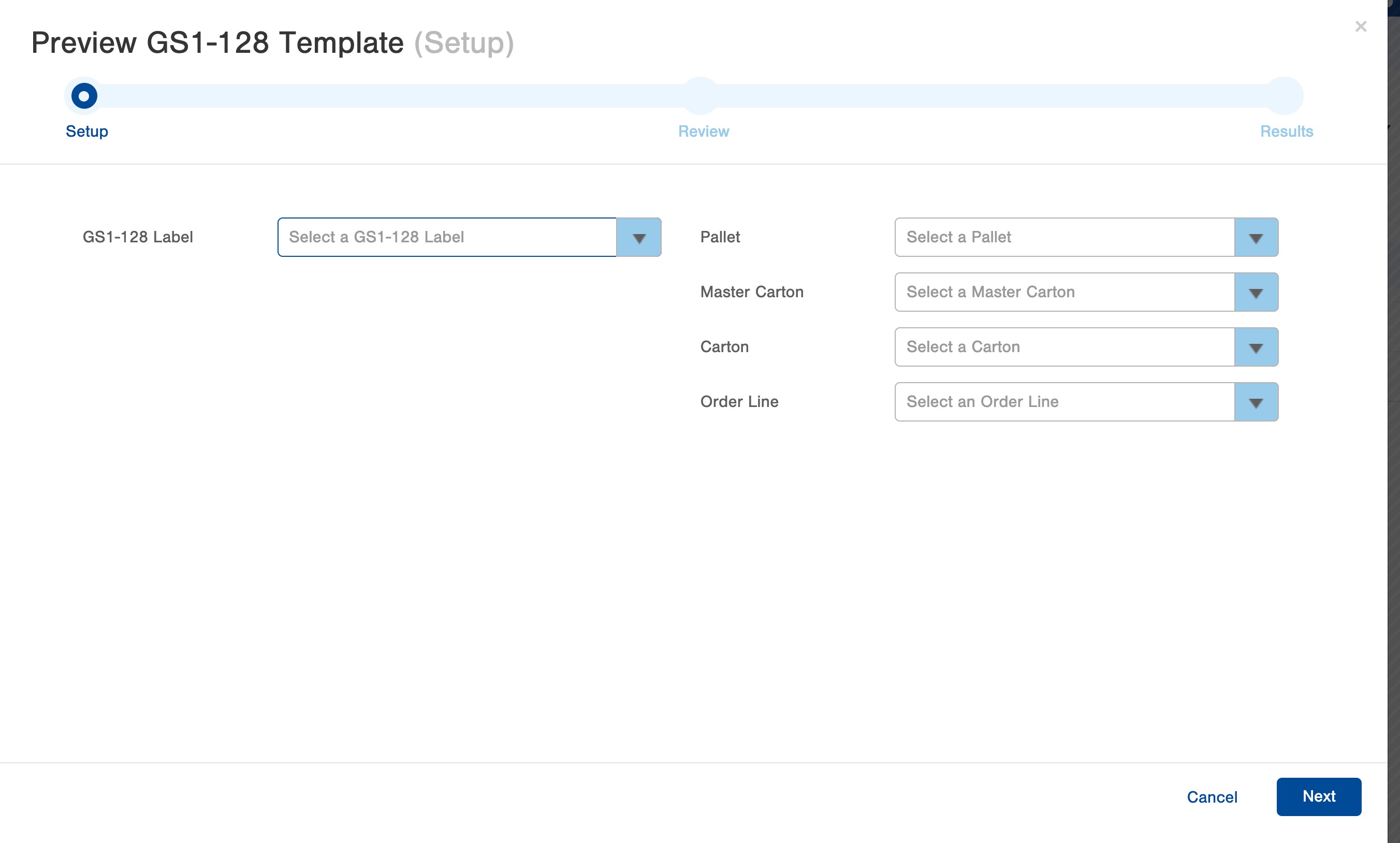 Create and preview a GS23-2328 Template In Pallet Label Template