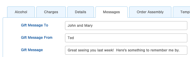 Infoplus Gift Message field on the order table.